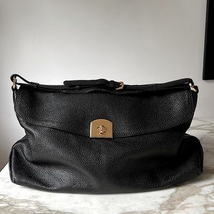 Sergio Rossi Black Soft Shoulder Bag, Adjustable Strap